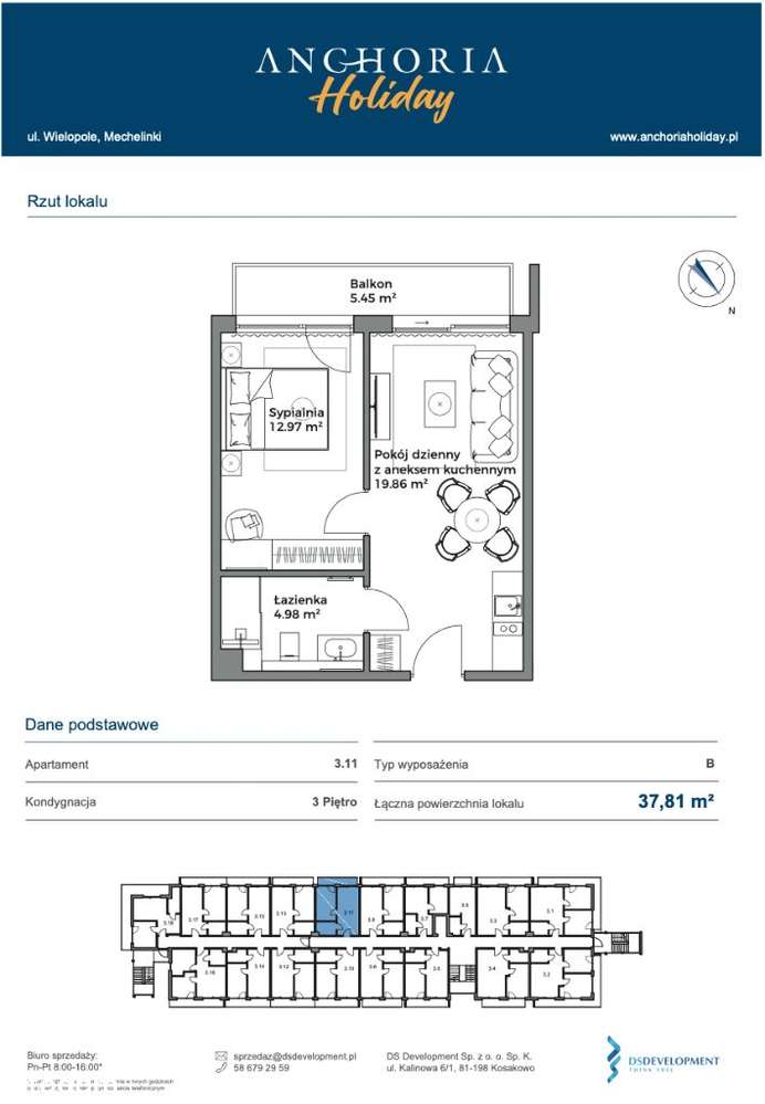 Apartament 2-pokojowy z balkonem – Anchoria Holiday Mechelinki - Pełny obrazek: 2/12