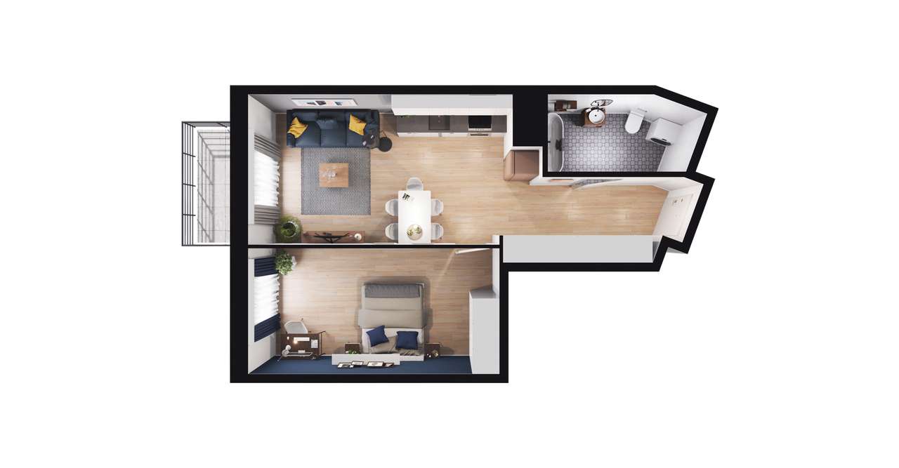 2-pokojowe mieszkanie 46m2 + balkon Bez Prowizji - Pełny obrazek: 2/8