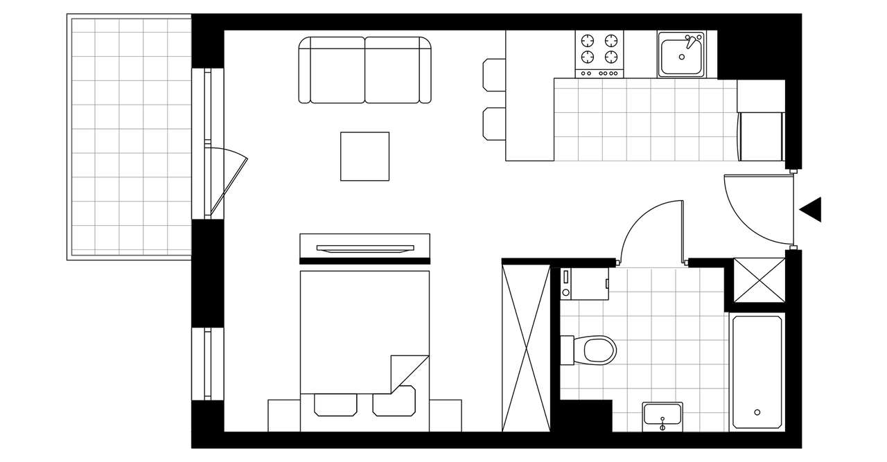 1-pokojowe mieszkanie 33m2 + balkon - Pełny obrazek: 3/8