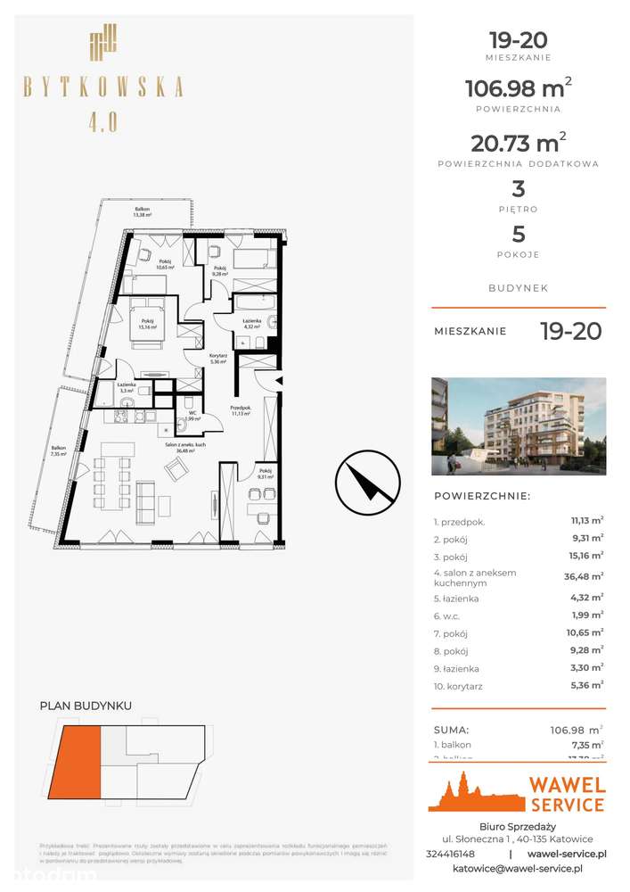 5-pokojowe mieszkanie 106m2 + 2 balkony - Pełny obrazek: 2/7