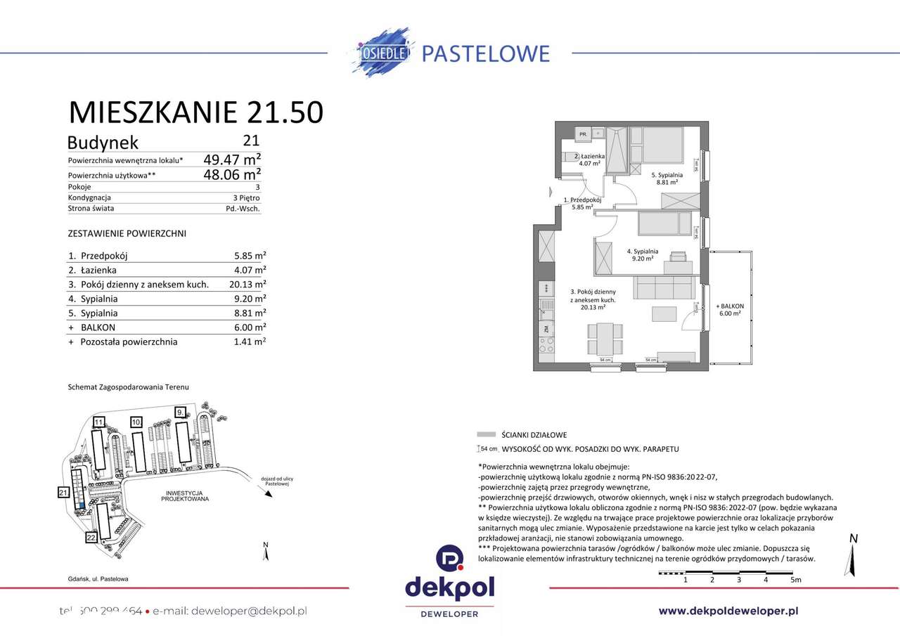 3-pokojowe mieszkanie 48m2 + balkon - Pełny obrazek: 2/7