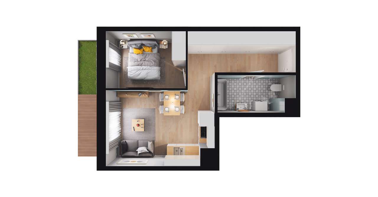 2-pokojowe mieszkanie 39m2 + ogródek - Pełny obrazek: 2/8