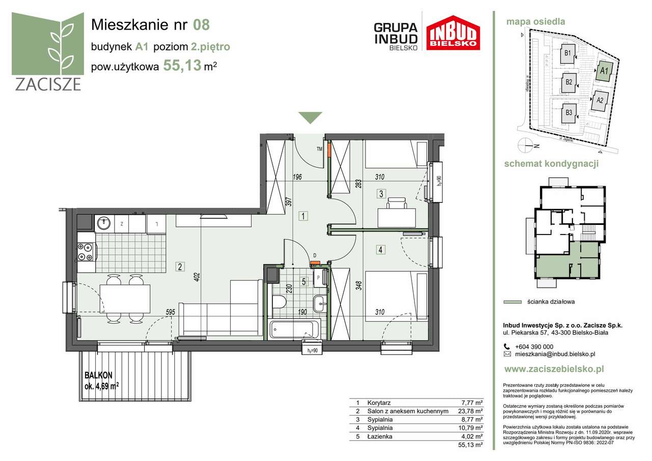Apartamenty Zacisze | mieszkanie 3-pok. | A1.8 - Pełny obrazek: 2/7