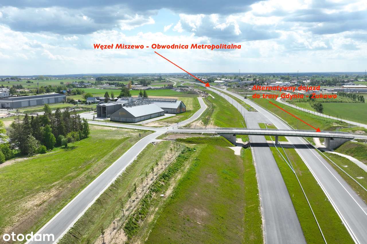 Działka z wydaną WZ dla budowy hali | Sąsiedztwo węzła Miszewo-9