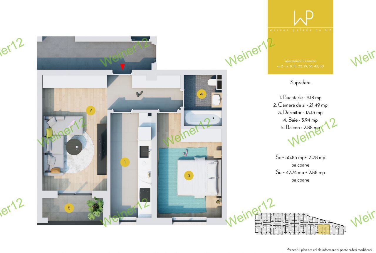 Apartament 2 camere Decomandat Militari Proiect Weiner2