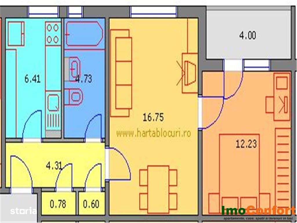 Comision 0 ! Ap cu 2C conf1 în Pod Ros la bulevard, liber!-6