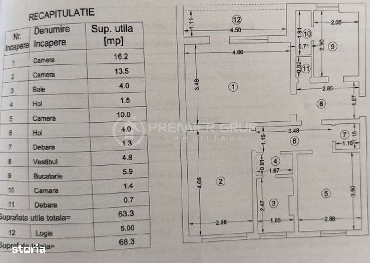 Apartament 3 camere 68mp, Podu de Piatră - Cantemir, CT-7