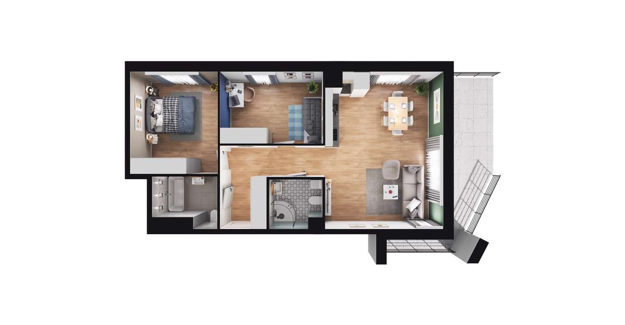 3-pokojowe mieszkanie 68m2 + balkon Bez Prowizji - Pełny obrazek: 2/8