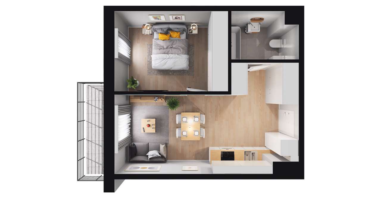 2-pokojowe mieszkanie 39m2 Bezpośrednio - Pełny obrazek: 2/7