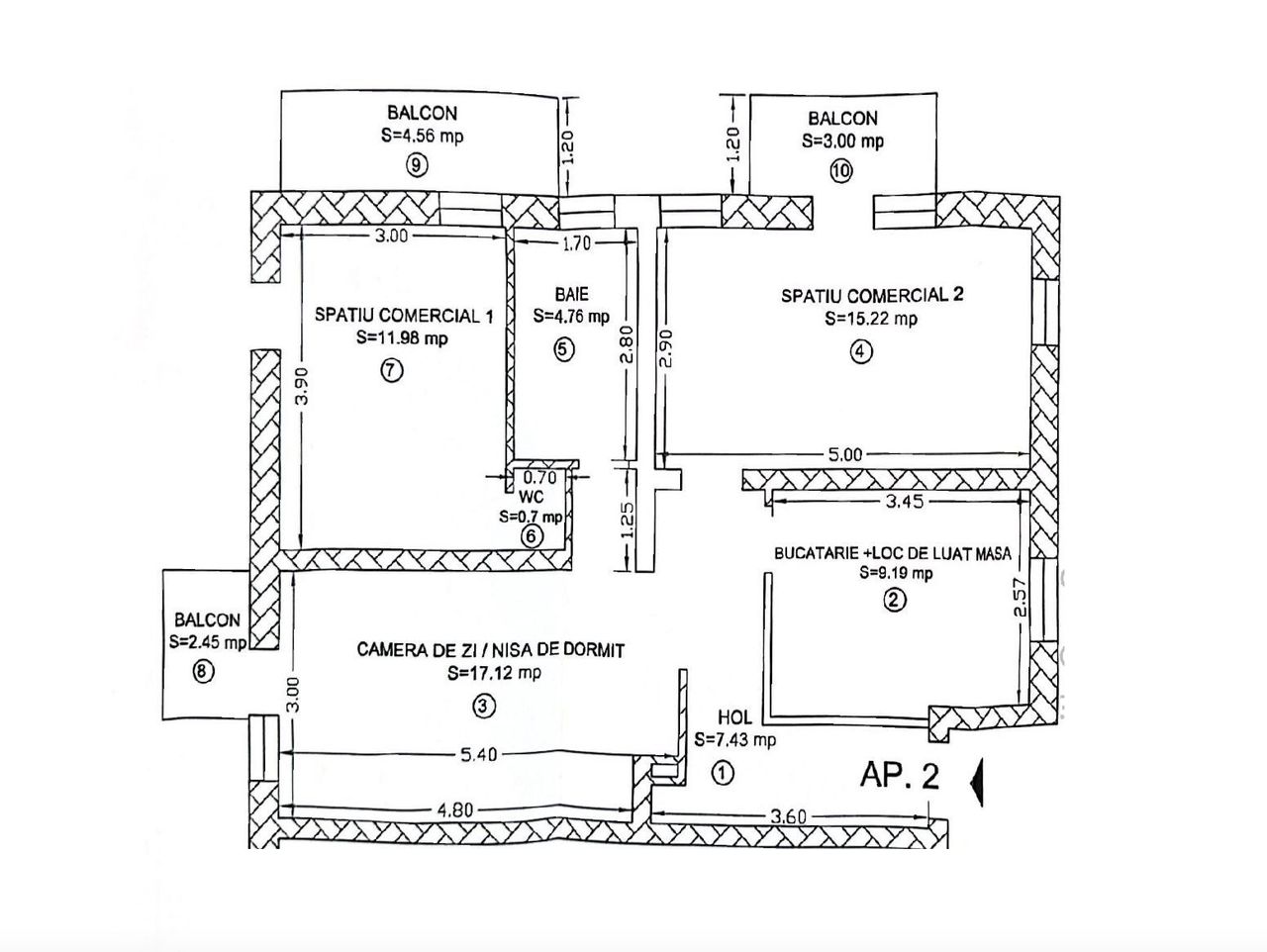 Spatiu comercial cu 3 camere, 66 mp utili, curte 104mp, mobilat - Imagine principală: 2/14