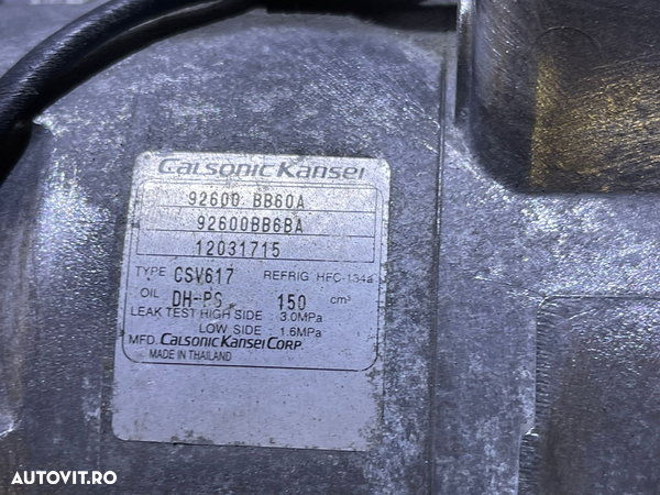 Compresor AC Aer Conditionat Nissan Qashqai 1.6 DCI 2007 - 2013 Cod 92600-BB60A 92600BB60A 92600BB6BA 12031715 - 4