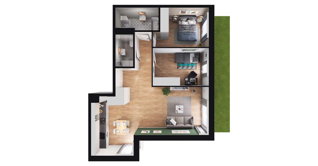 3-pokojowe mieszkanie 68m2 + ogródek Bezpośrednio - Pełny obrazek: 2/8