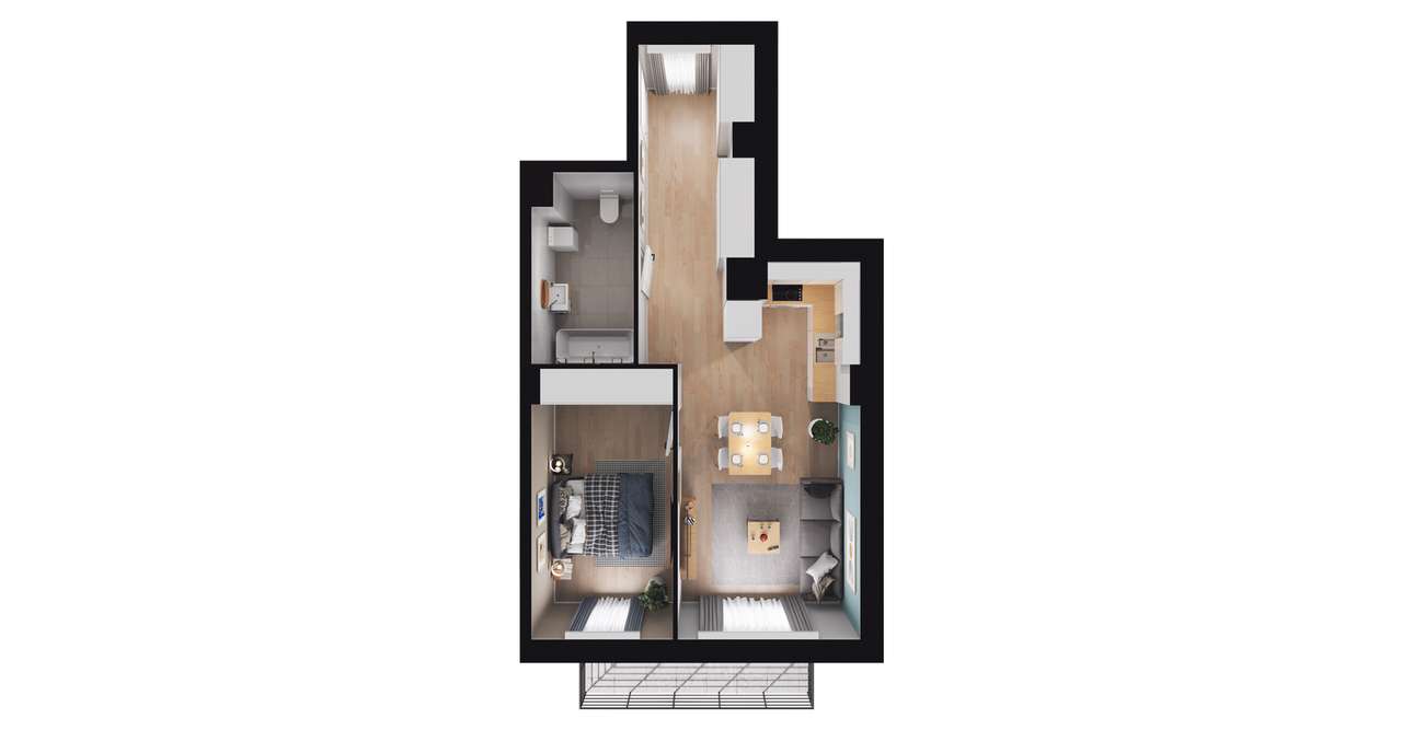 2-pokojowe mieszkanie 44m2 Bezpośrednio - Pełny obrazek: 2/8