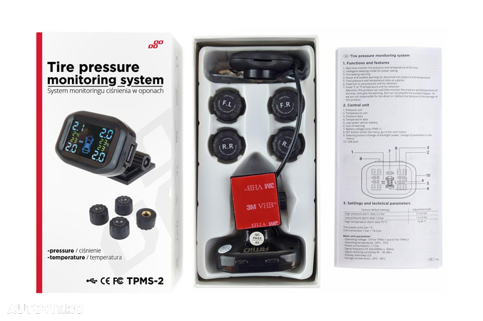 Senzori presiune roti AMIO, TPMS, afisare presiune si temperatura aer din anvelope - 3