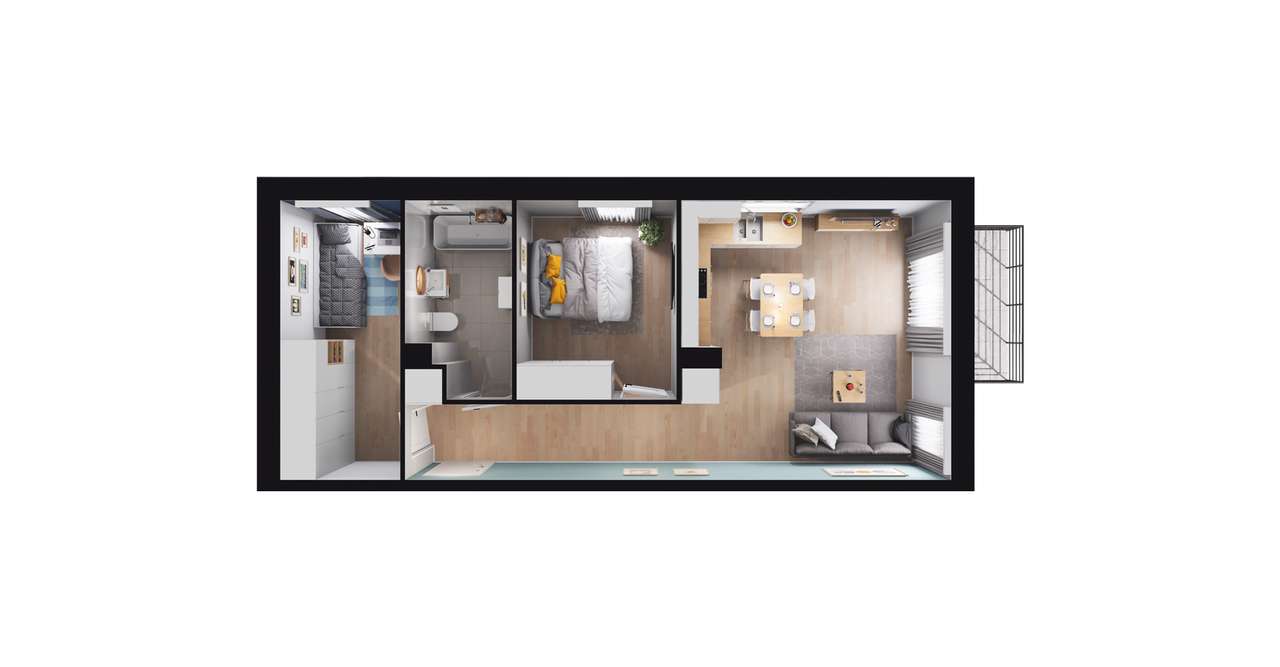 3-pokojowe mieszkanie 51m2 + balkon Bez Prowizji - Pełny obrazek: 2/8