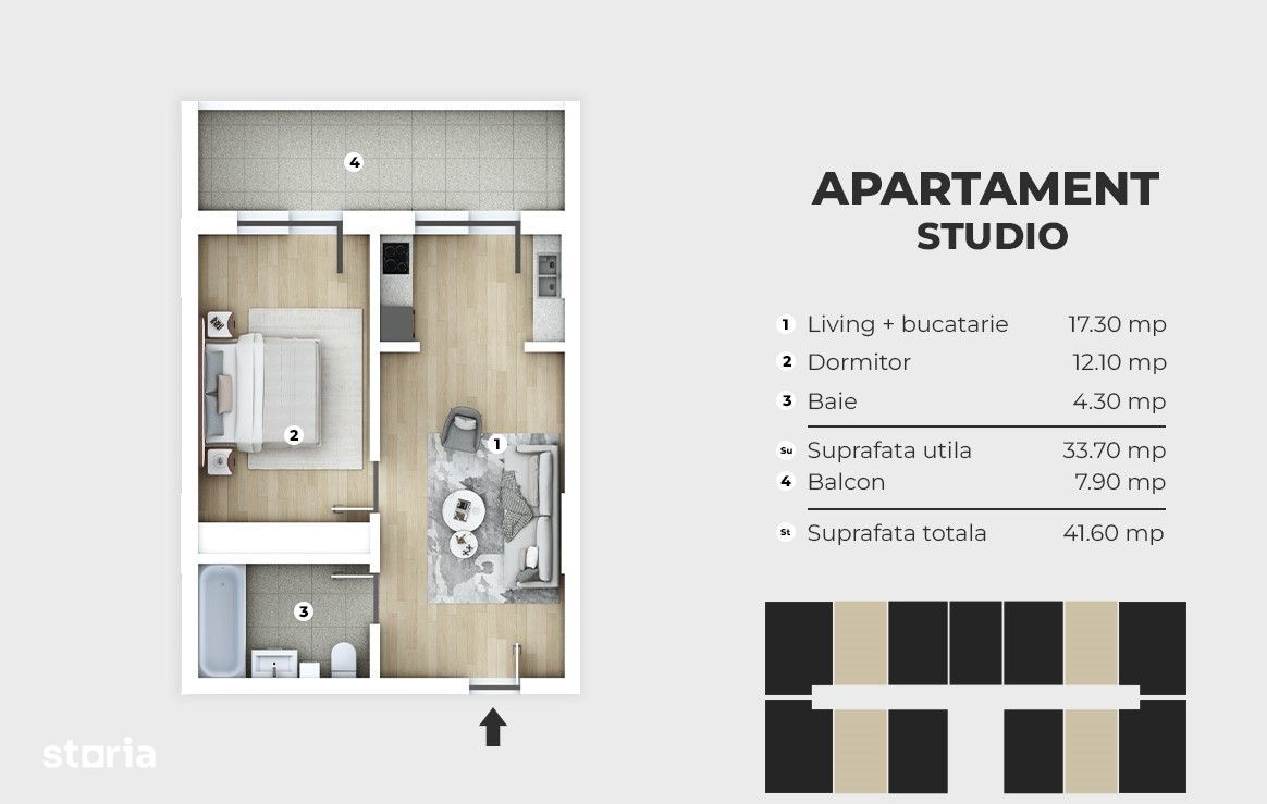 Studio spatios 42mp, Metrou Berceni (12-13min)