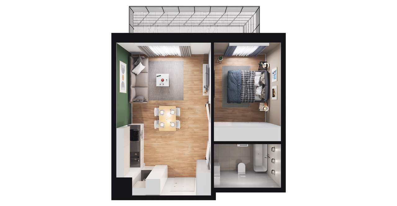 2-pokojowe mieszkanie 40m2 + balkon Bezpośrednio - Pełny obrazek: 2/8