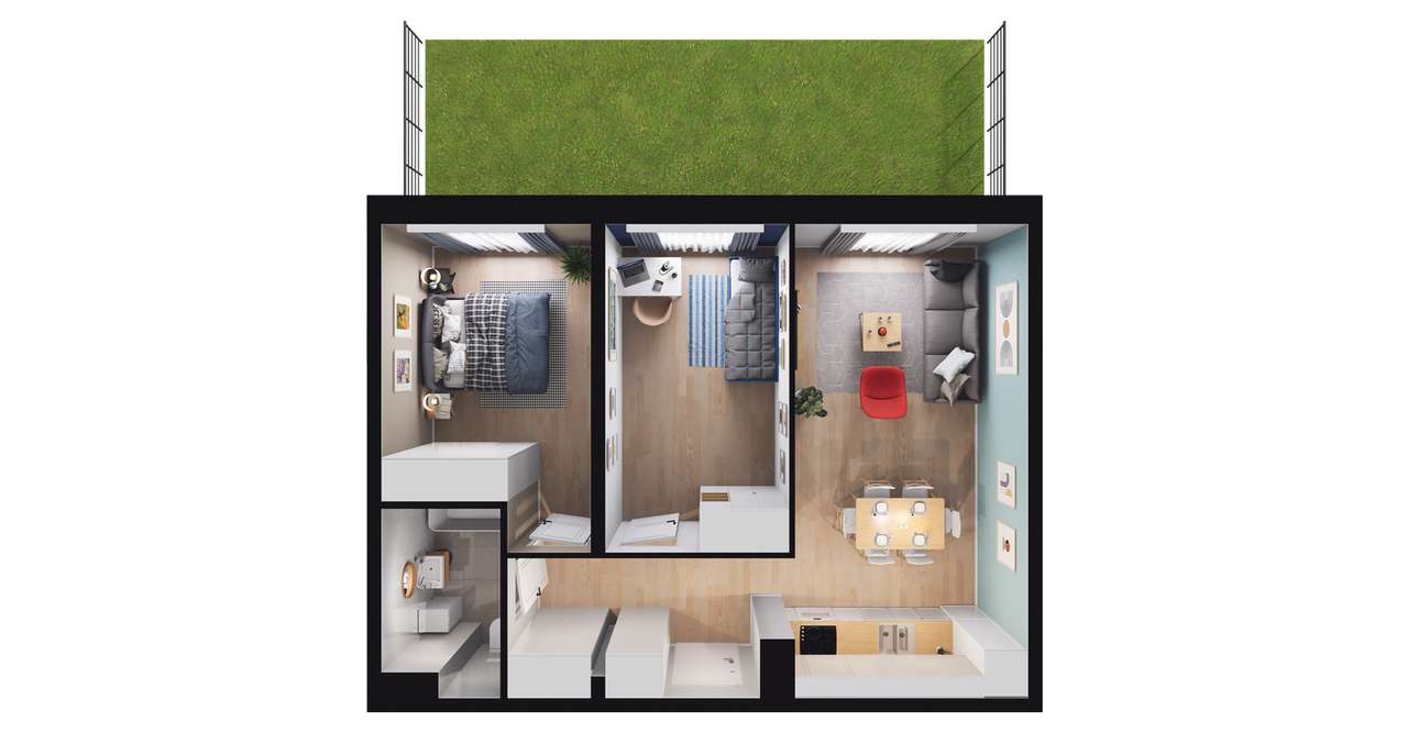 3-pokojowe mieszkanie 55m2 + ogródek Bez Prowizji - Pełny obrazek: 2/8