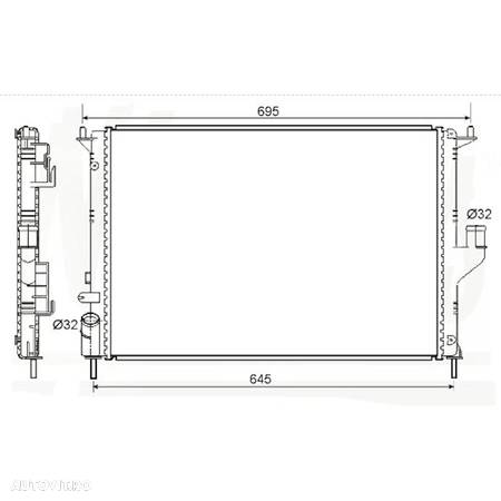 Radiator racire Dacia Logan 04.2008-2012 (1.5dci 48/50/62kw Fara Ac) ; Dacia Sandero 06.2008-2012 (1.5 Dci 63kw Fara Ac/ 1.2 55kw Cu Ac / 1.6 64kw Cu Ac); ,  586x415x23mm, Cu lipire fagure mecanica Afterma - 1