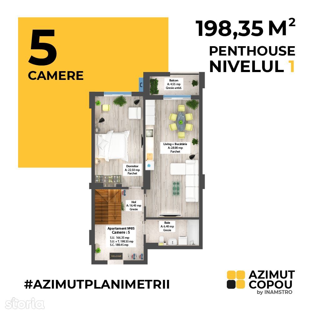 Penthouse în Iași 198.35 mp cu vedere de excepție