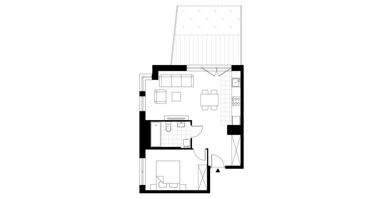 2-pokojowe mieszkanie 44m2 + 2 tarasy Bezpośrednio - Pełny obrazek: 3/8