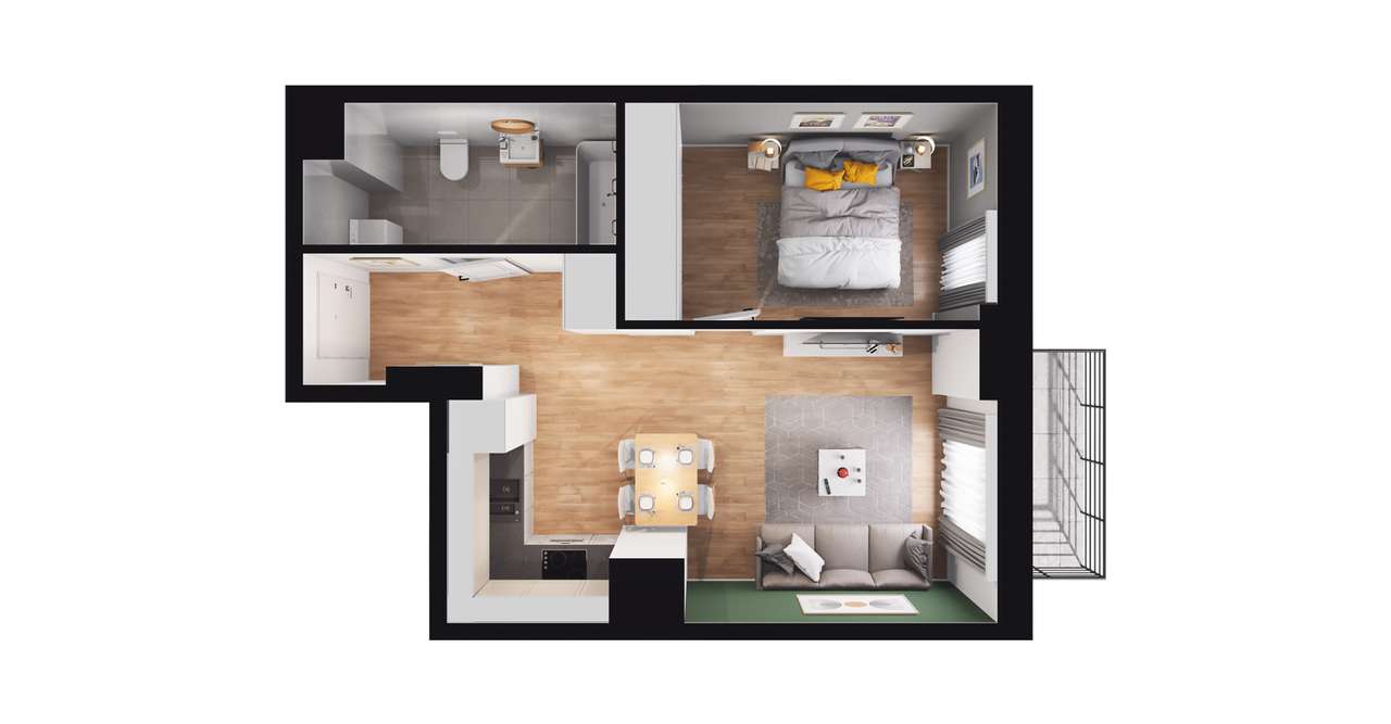 2-pokojowe mieszkanie 37m2 Bez Prowizji - Pełny obrazek: 2/8