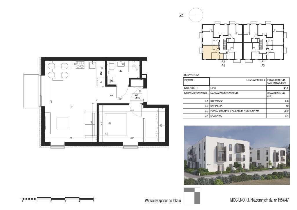 TWOJE MIESZKANIE MOGILNO    30 MIESZKAŃ O POWIERZCHNI 28 M2 – 46 M2 - Pełny obrazek: 5/9