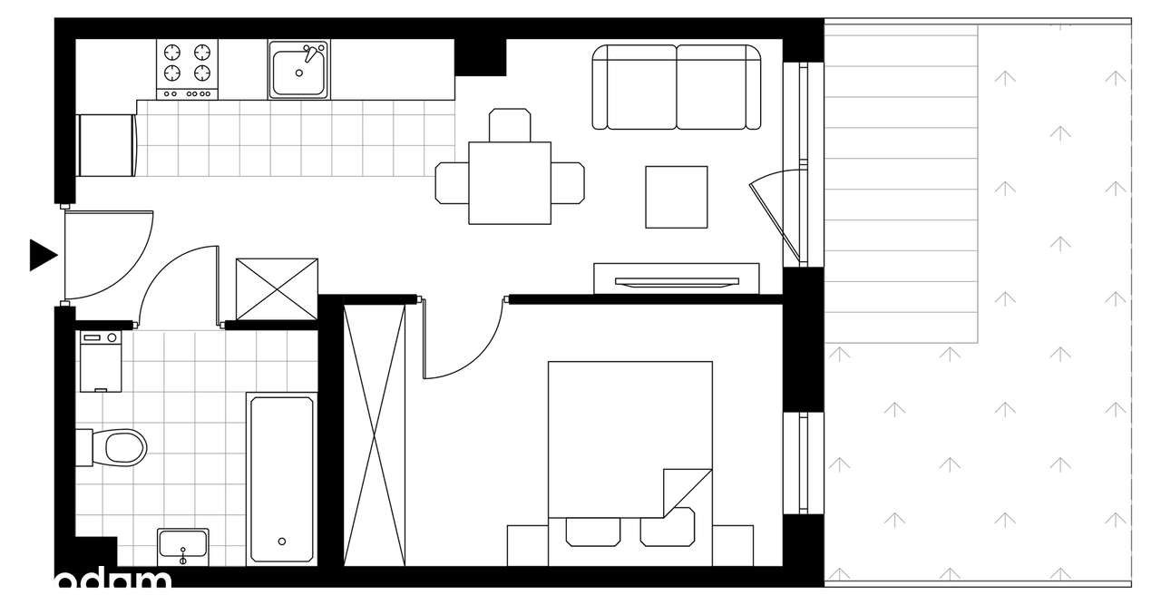2-pokojowe mieszkanie 32m2 + ogródek - Pełny obrazek: 3/8
