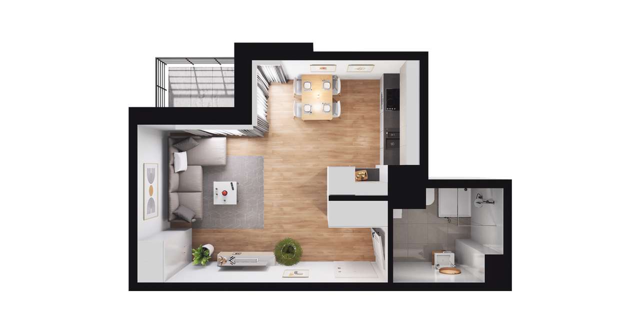 1-pokojowe mieszkanie 31m2 + loggia - Pełny obrazek: 2/8