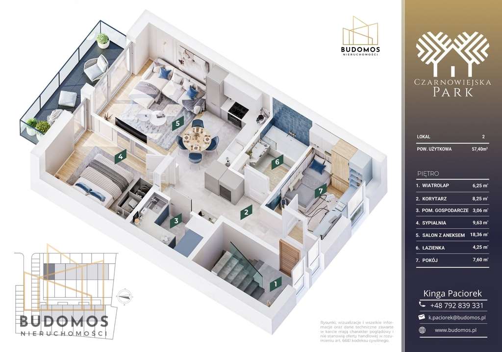 Przestronne 3 pokoje z tarasem, Czarnowiejska Park-19