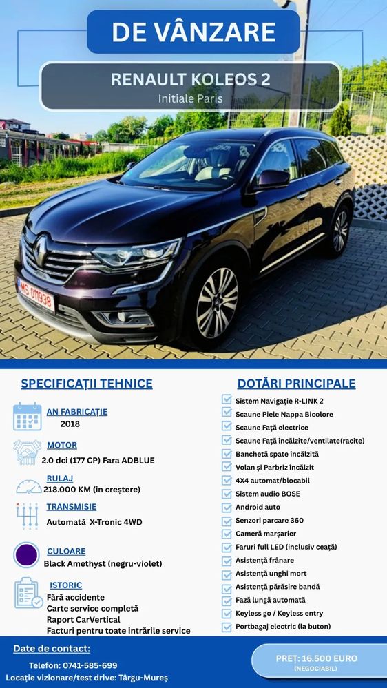 Renault Koleos II [2016 - Prezent] ENERGY dCi 175 X-tronic 4WD INITIALE PARIS 2017