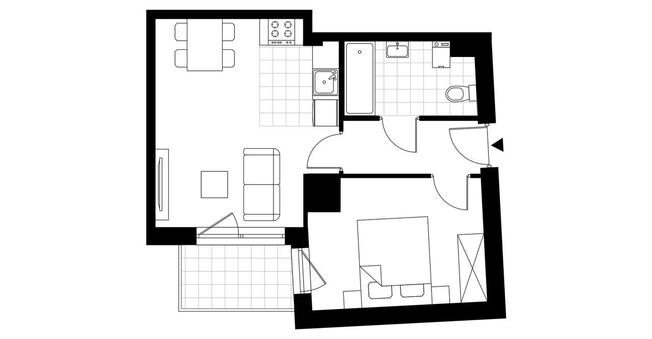 2-pokojowe mieszkanie 37m2 + balkon - Pełny obrazek: 3/8