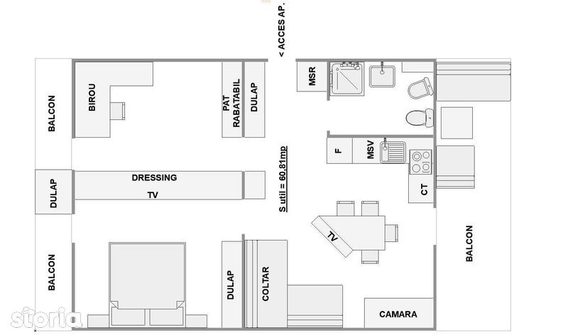 Inchiriez apartament 3 camere, 61 mp , Floresti, Cluj, zona Lidl
