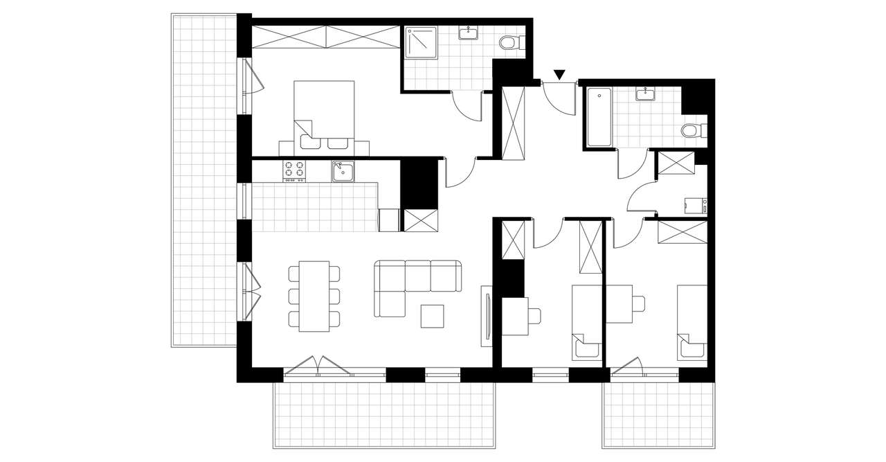 4-pokojowe mieszkanie 95m2 + 3 loggie - Pełny obrazek: 3/8