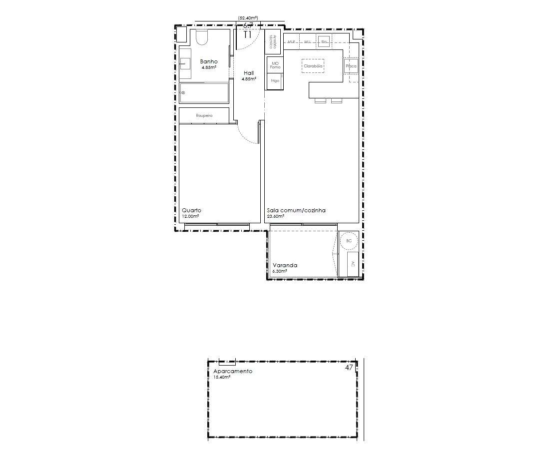 Apartamento T1 novo em São João da Madeira-17