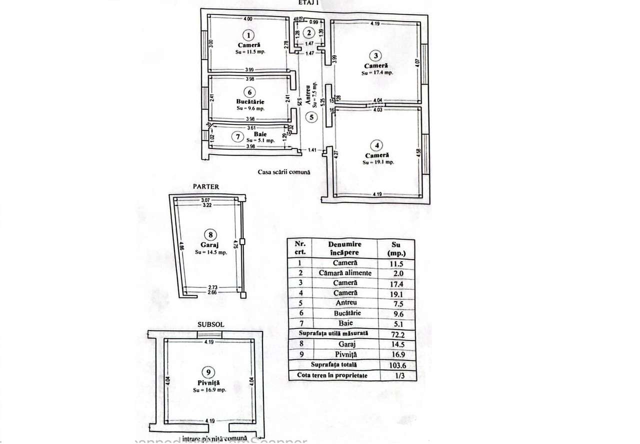 Apartament in asociatie + garaj si beci , etaj 1 , zona Piata Mica-7