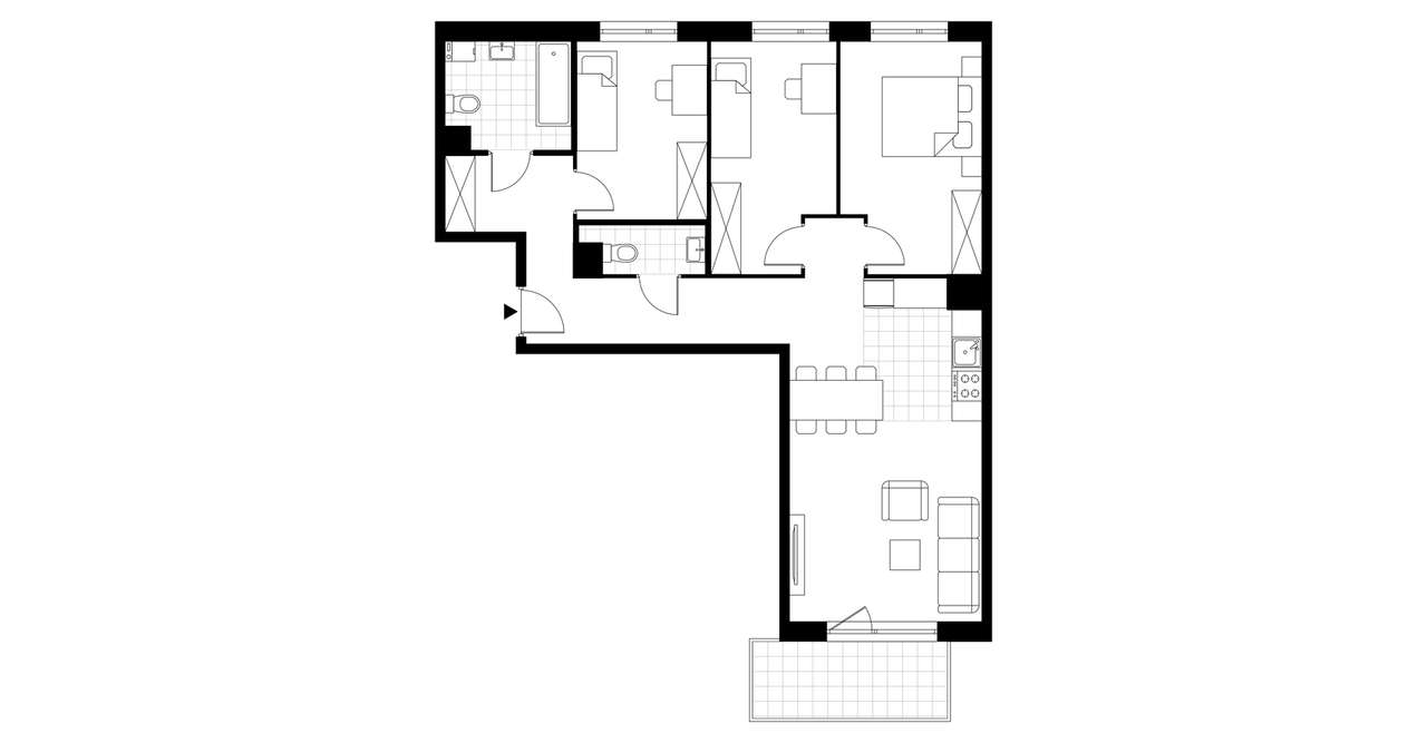 4-pokojowe mieszkanie 80m2 + balkon Bezpośrednio - Pełny obrazek: 3/8
