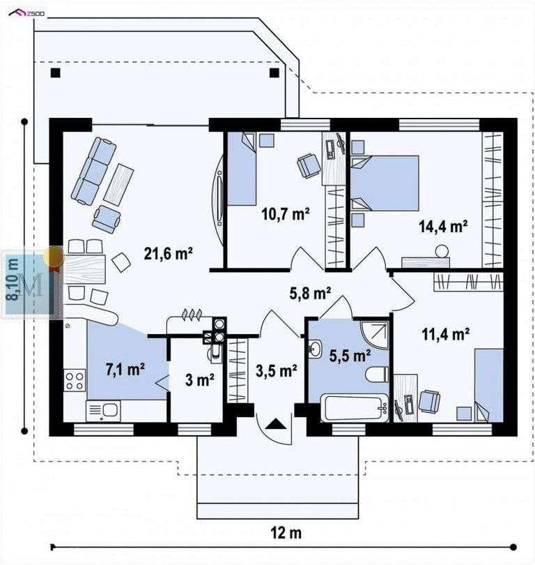 Dom parterowy szkieletowy 83m2,4pokoje,Lubomyśl - Pełny obrazek: 5/8
