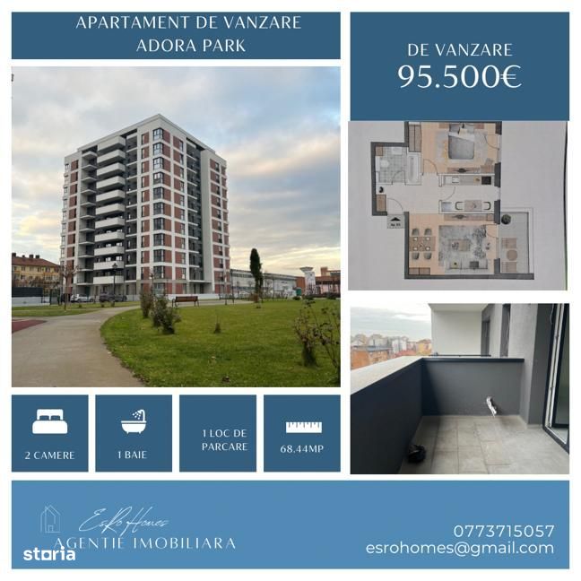 Apartament de vanzare cu 2 camera, Adora Park Arad