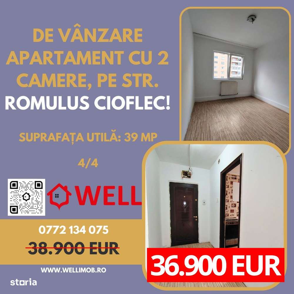 De vânzare apartament cu 2 camere, pe strada Romulus Cioflec! - Imagine principală: 1/11