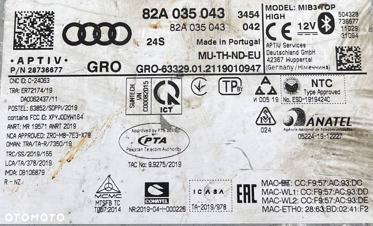 AUDI A1 CZYTNIK MMI NAVI MIB 82A035043 - 3