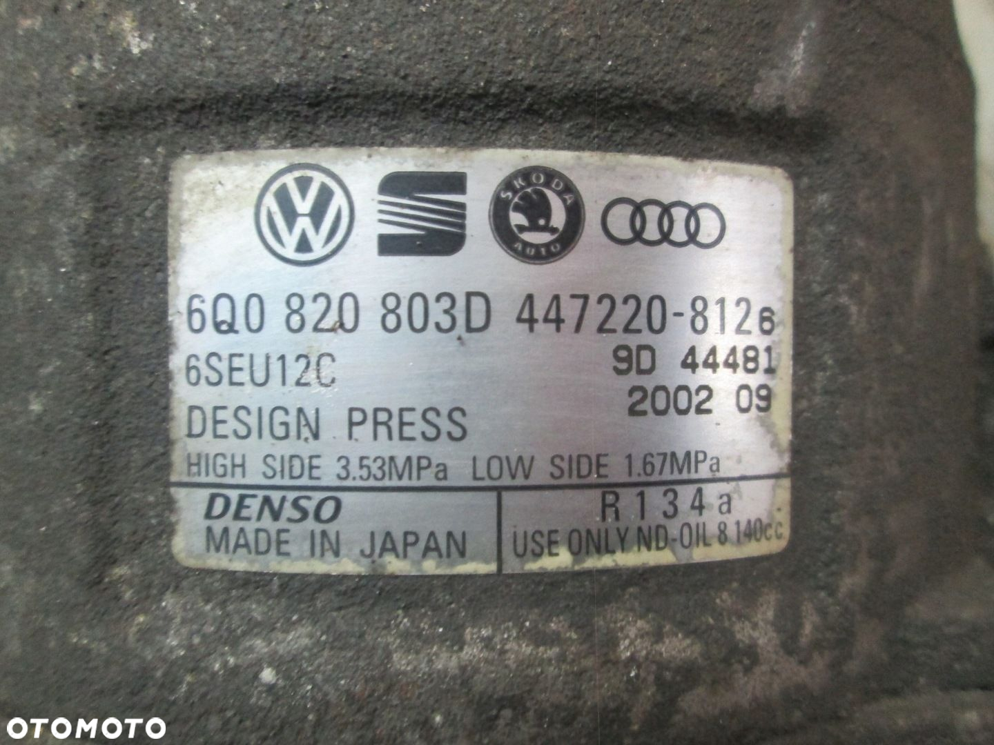 SPRĘŻARKA KLIMATYZACJI VW POLO 9N SKODA SEAT IBIZA 6L FABIA I 6Q0820803D - 4