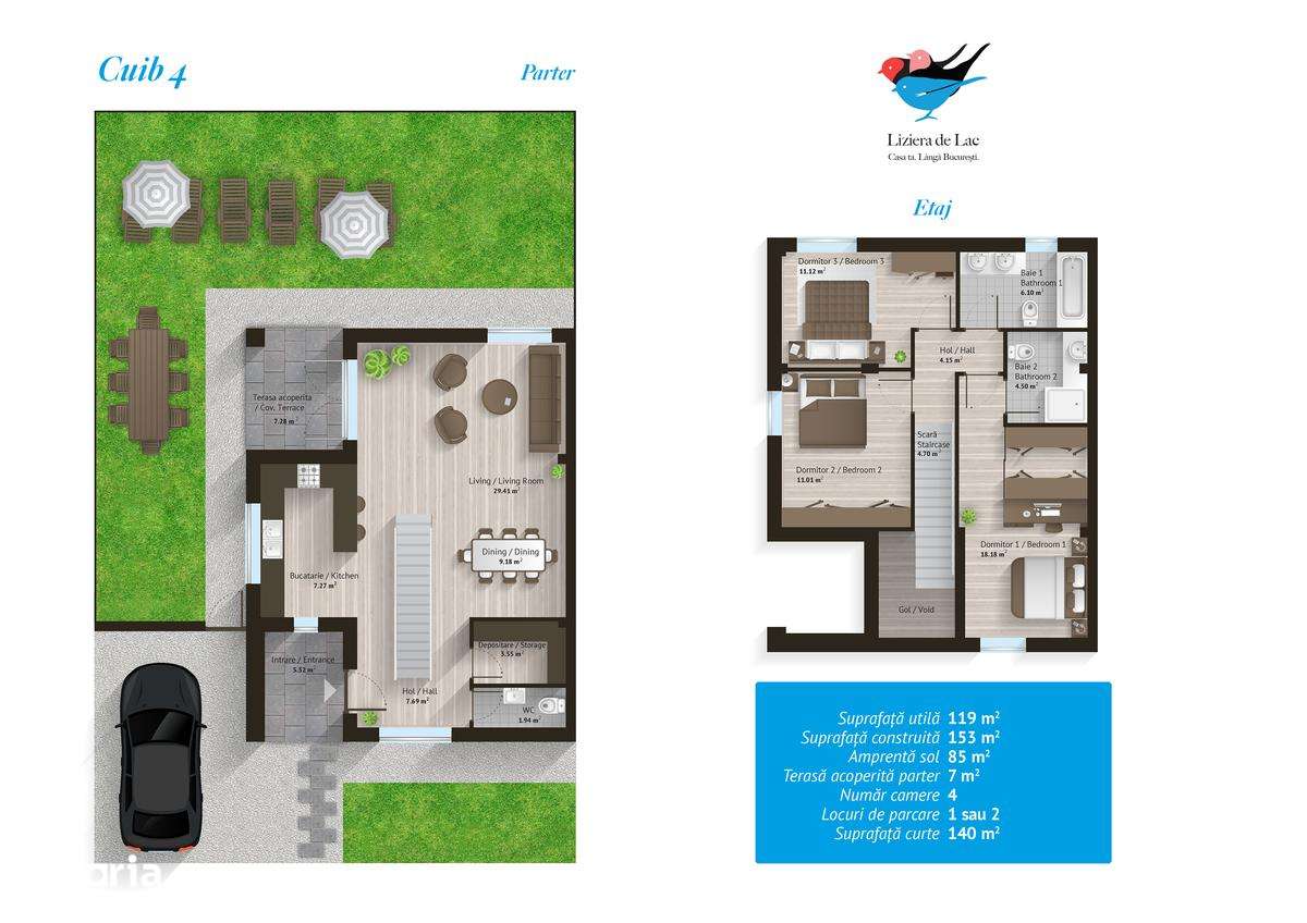CUIB 4 LIZIERA DE LAC, FAZA 1 — CASA TA LÂNGĂ LAC, APROAPE DE PALLADY - Imagine principală: 5/25