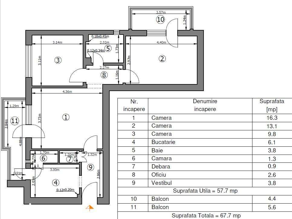 Apartament 3 camere – Șoseaua Ștefan cel Mare – etaj 6/7 – 2 balcoane-13