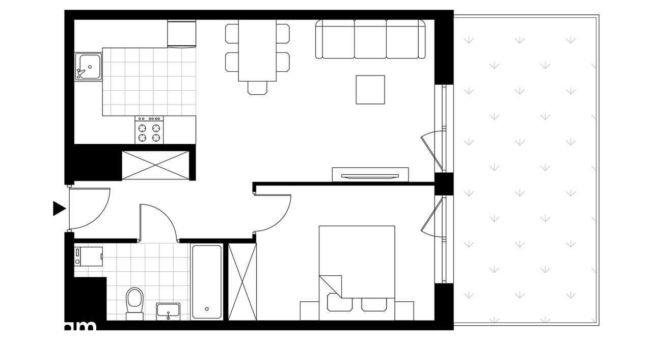 2-pokojowe mieszkanie 43m2 + ogródek Bez Prowizji - Pełny obrazek: 2/8