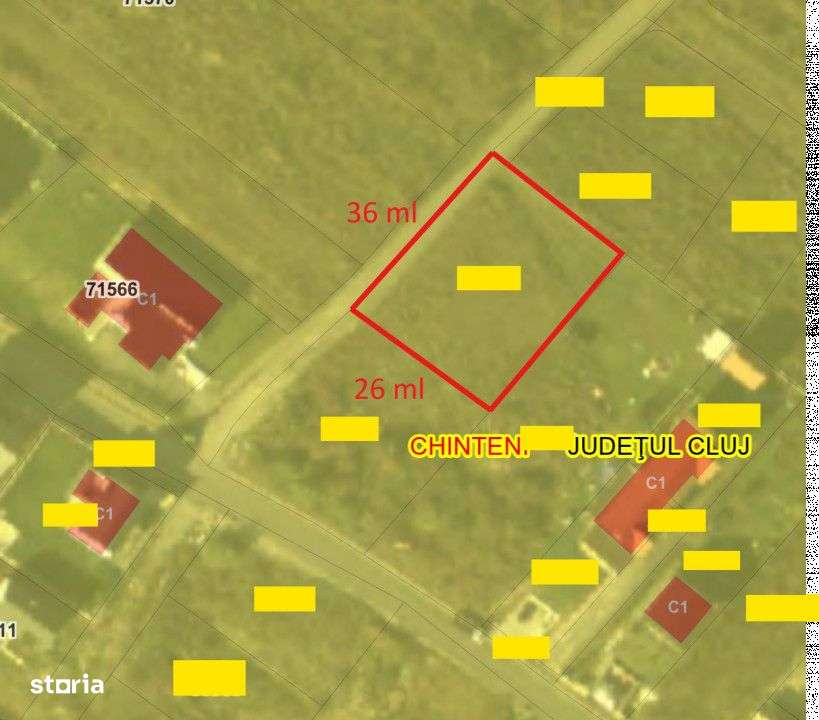 Teren in Chinteni, Muntii Oasului, 1000 mp, front de 36 ml - Imagine principală: 4/8