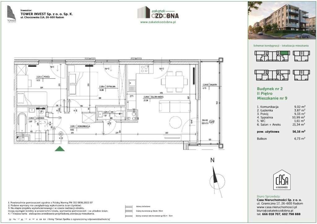Zakątek Ozdobna M9 B2 - mieszkanie 3 - pokojowe - Pełny obrazek: 2/7