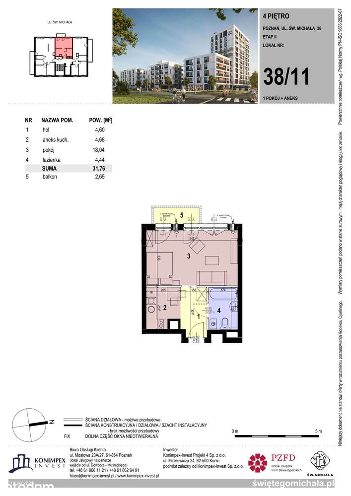 1-pokojowe mieszkanie 31m2 Bez Pośredników - Pełny obrazek: 2/7