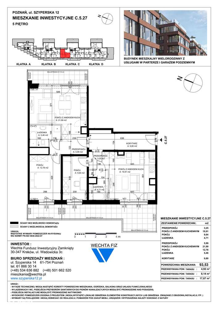 4-pokojowe mieszkanie 93m2 + 3 tarasy Bez Prowizji - Pełny obrazek: 2/7