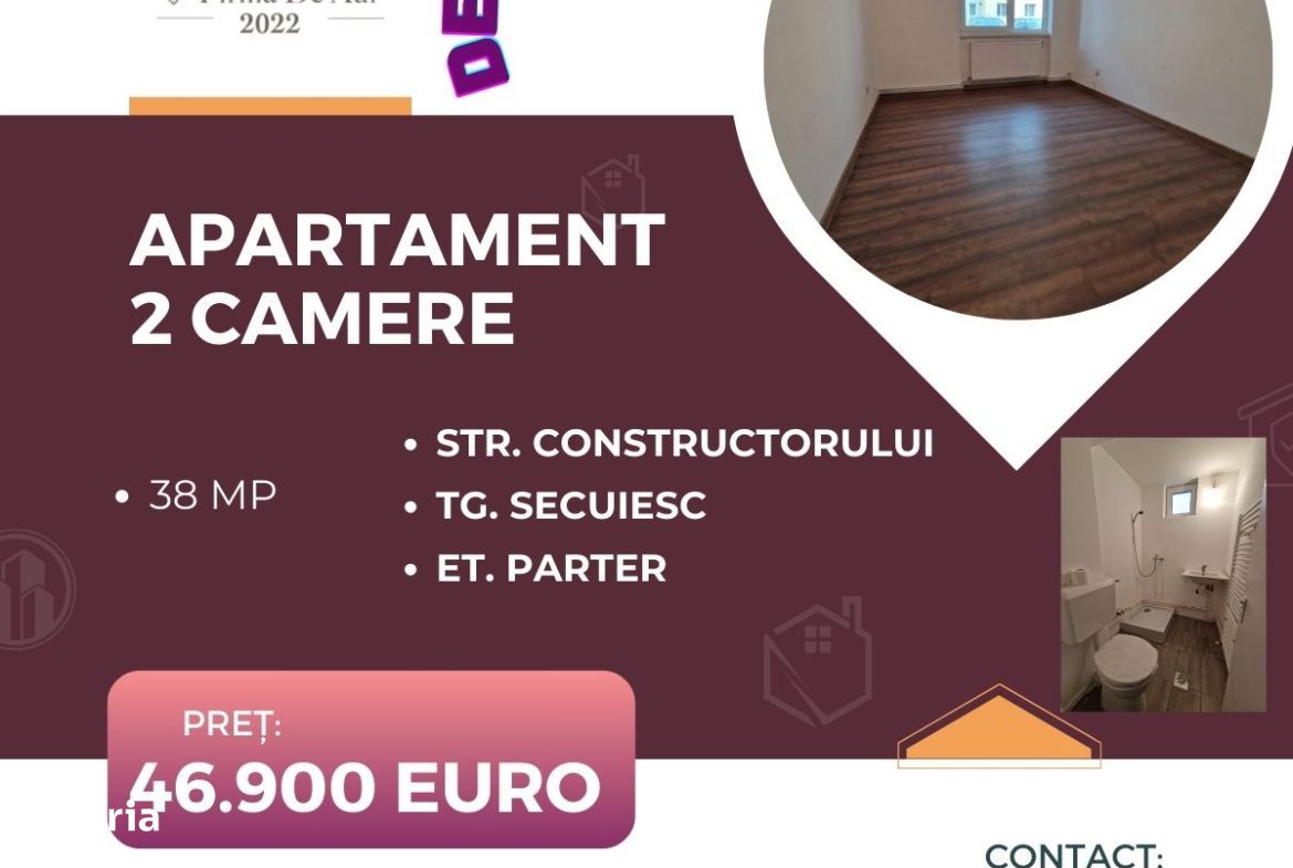 De vânzare apartament cu 2 camere în Târgu Secuiesc